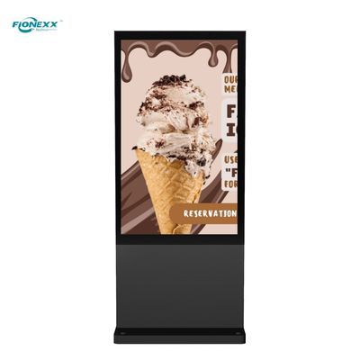 Guter Preis 55 Zoll schwarzes Fenster Außenventilatorloses vertikales digitales Totem Online