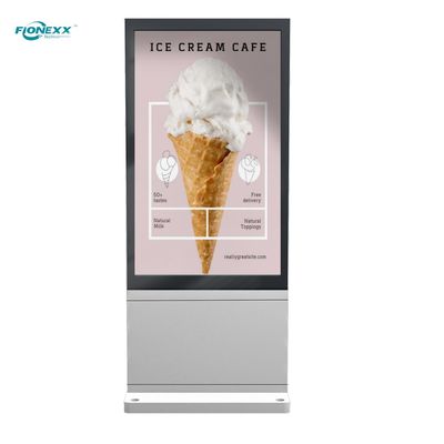 Guter Preis 65 Zoll Silber AD Board Außenventilatorlos vertikaler digitaler Totem Online
