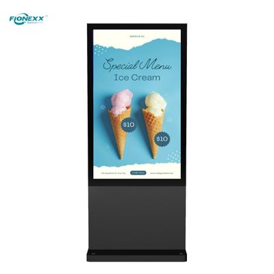 Guter Preis 65 Zoll schwarz Android Outdoor Ventilatorlos vertikaler digitaler Totem Online