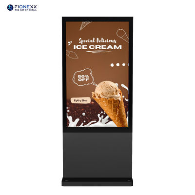 Guter Preis 86 Zoll schwarz Android Outdoor Ventilatorlos vertikaler digitaler Totem Online