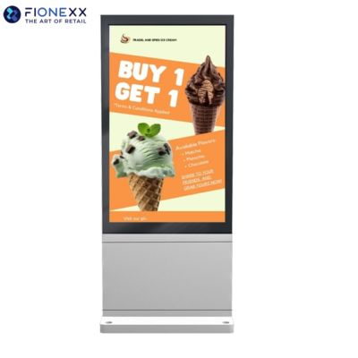 Guter Preis 49 Zoll Silber Fenster Außenventilatorlos vertikaler digitaler Totem Online