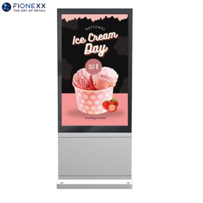 Guter Preis 55 Zoll Silber Fenster Außen Lüfterlos vertikaler digitaler Totem Online