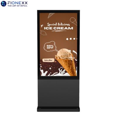 Guter Preis Hochwertige Werbebildschirm 43 Zoll schwarze AD-Tafel Außenventilatorlos vertikaler digitaler Totem Online