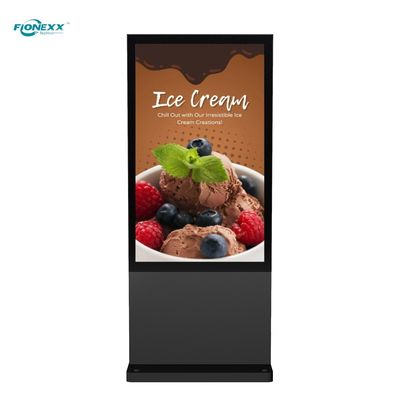 Guter Preis 55 Zoll schwarzes AD-Board Außenventilatorloses vertikales digitales Totem Online