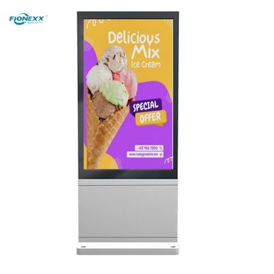 Guter Preis CE 65-Zoll-frei stehende digitale Beschilderung Außenbildschirme für Werbung Online