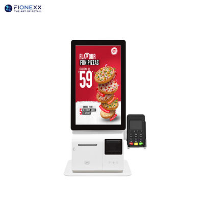 Guter Preis 250nits Helligkeit Android- oder Windows-Selbstbedienungskioske mit thermischem Drucker und QR-Scanner Online