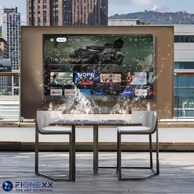 Außen-Smart-Fernseher Wetterfest Google TV, 4K hohe Helligkeit Temperaturbeständig IP55 wasserdicht Fernseher