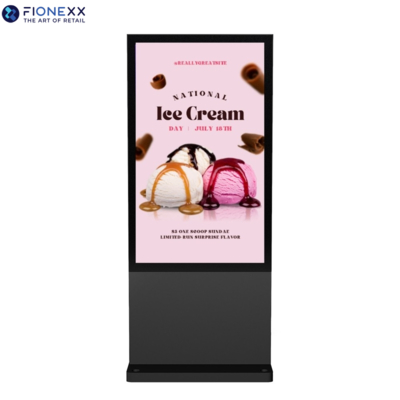 Guter Preis Hochauflösender Werbebildschirm 65 Zoll Schwarz AD-Board Outdoor Lüfterlos Vertikaler Digitaler Totem Online