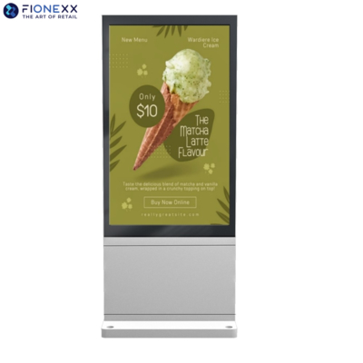 Guter Preis 55 Zoll silberne AD-Tafel, Outdoor, lüfterlos, vertikaler digitaler Totem, Outdoor, langlebiger Werbebildschirm Online