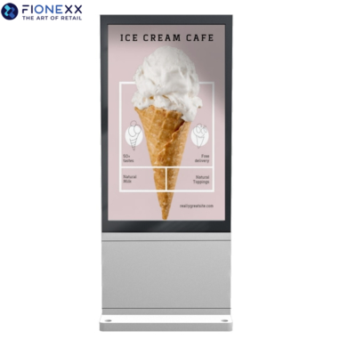 Guter Preis 65 Zoll Silber Outdoor Langlebige Werbeanzeige Bildschirm AD Board Outdoor Lüfterlos vertikaler digitaler Totem Online
